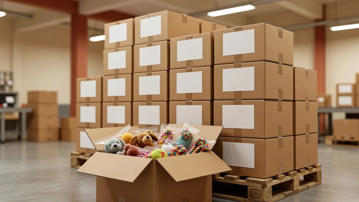 Export-Pack-out-Kartons für Probeaufträge einer China-Haustierfabrik für kleine Unternehmen mit Misch-SKU-Etiketten