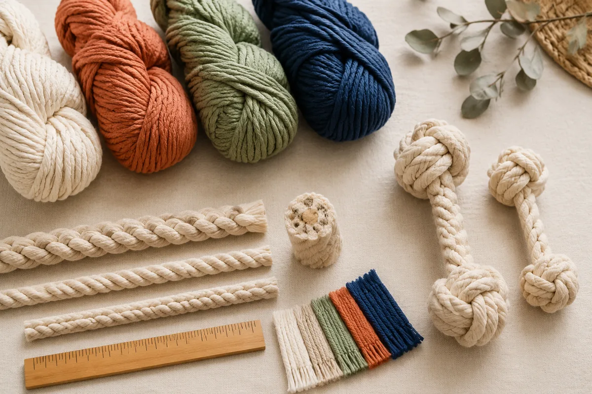 Materiały i flatlay asortymentu gryzaków z liny w hurcie do zapytania o hurtowe MOQ